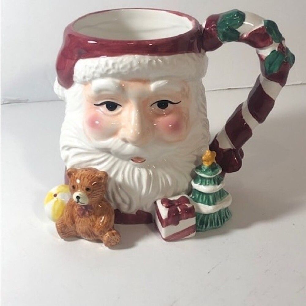 Vintage Santa Christmas Mug with Toys & Candy Cane Handle C.I.C. - Picture 2 of 8